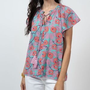 Ivu Jane Flutter Sleeve Print Top Size XS